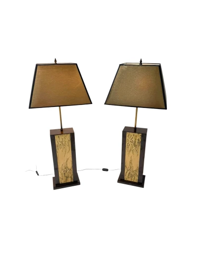 Pair of Hollywood Regency Table Lamps by Georges Mathias Belgium, 1980s